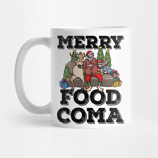 Foodie Gifts Food Coma Funny Christmas Pun Santa Claus by TellingTales